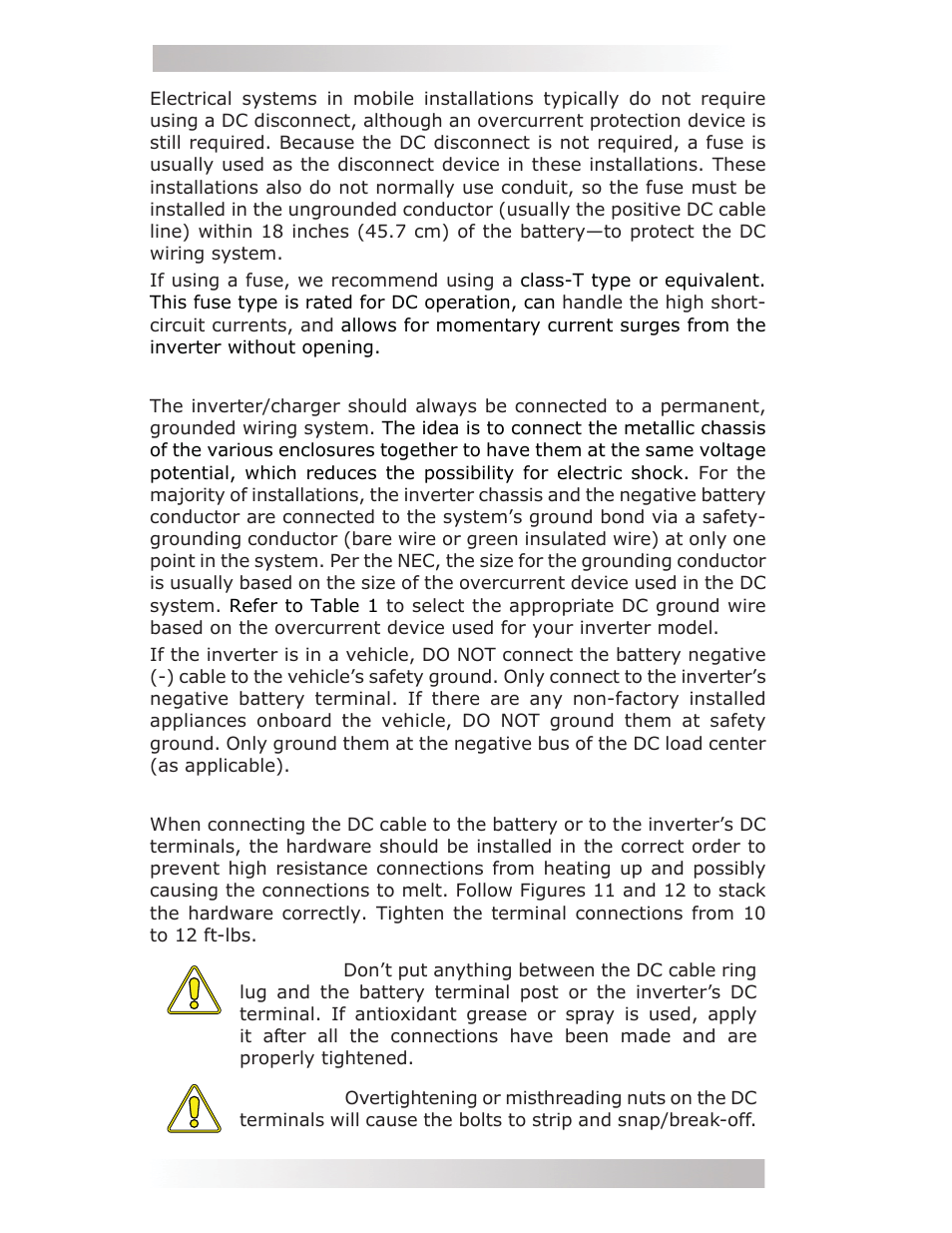 3 dc grounding, 4 dc cable connections | Magnum Energy MMS Series User Manual | Page 22 / 52