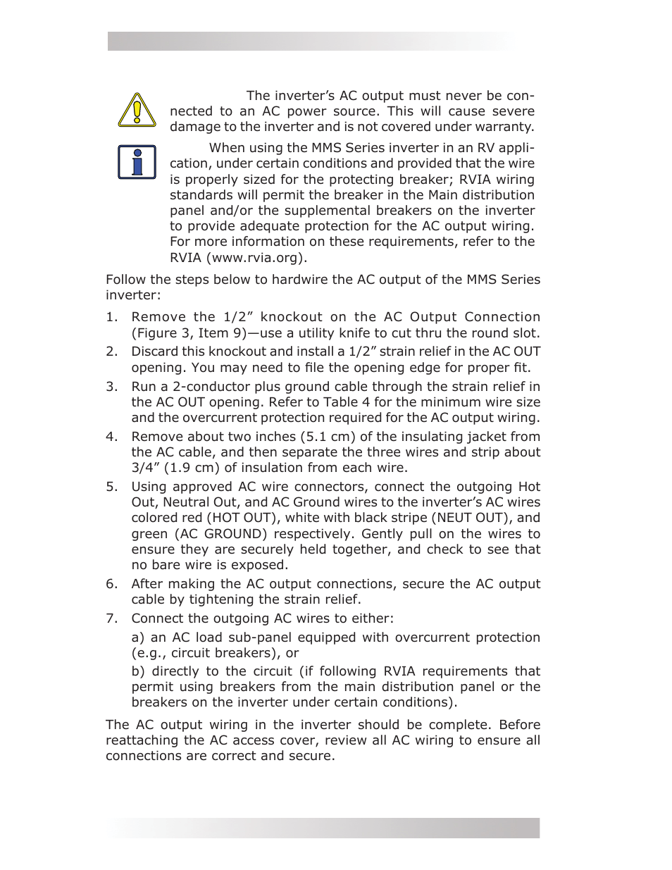 5 ac output wiring | Magnum Energy MMS Series User Manual | Page 30 / 52