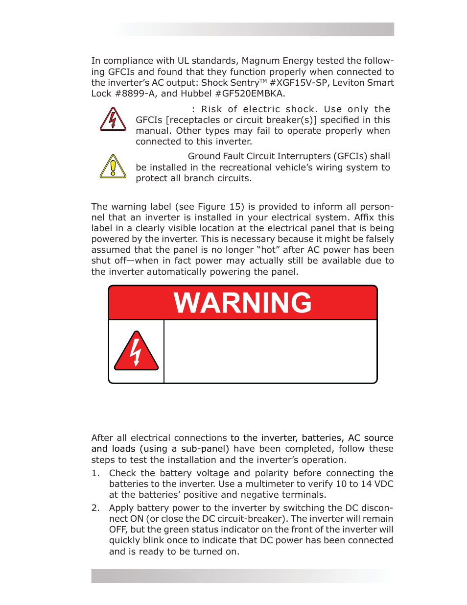 5 functional test | Magnum Energy MMS Series User Manual | Page 31 / 52