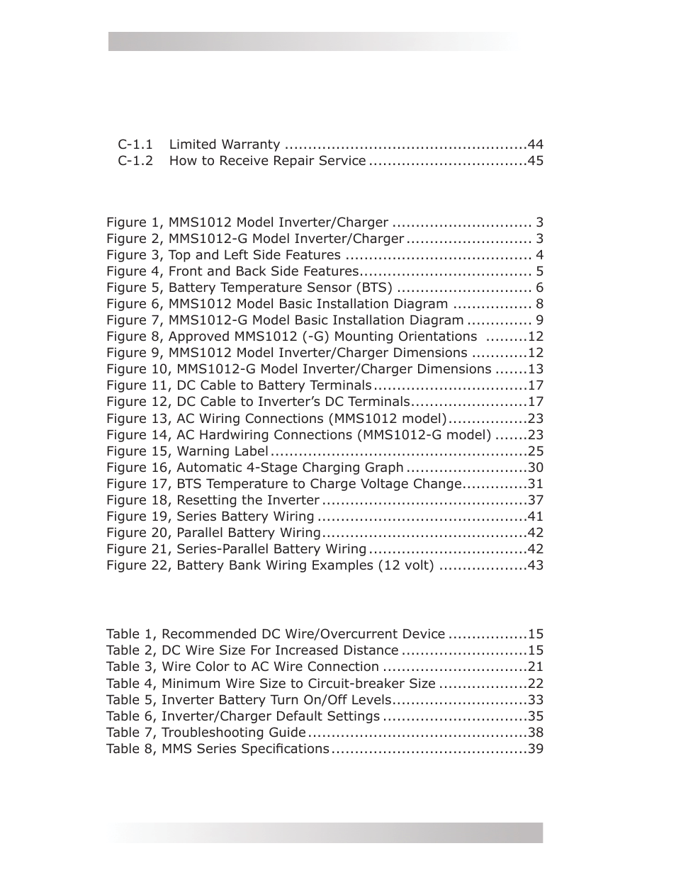 List of tables, List of figures | Magnum Energy MMS Series User Manual | Page 6 / 52