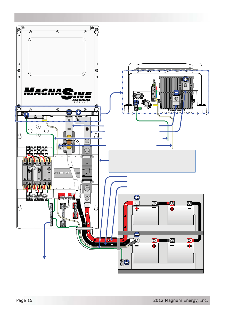 Installation, Ms series inverter/charger (front view), Battery bank | Magnum Energy MS Series User Manual | Page 24 / 76