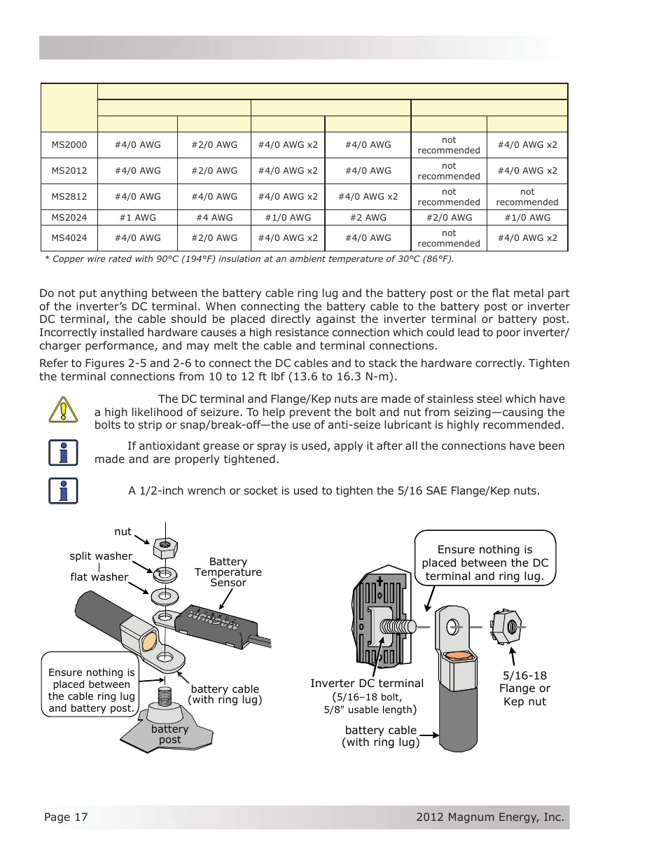 3 dc cable connections, Installation | Magnum Energy MS Series User Manual | Page 26 / 76