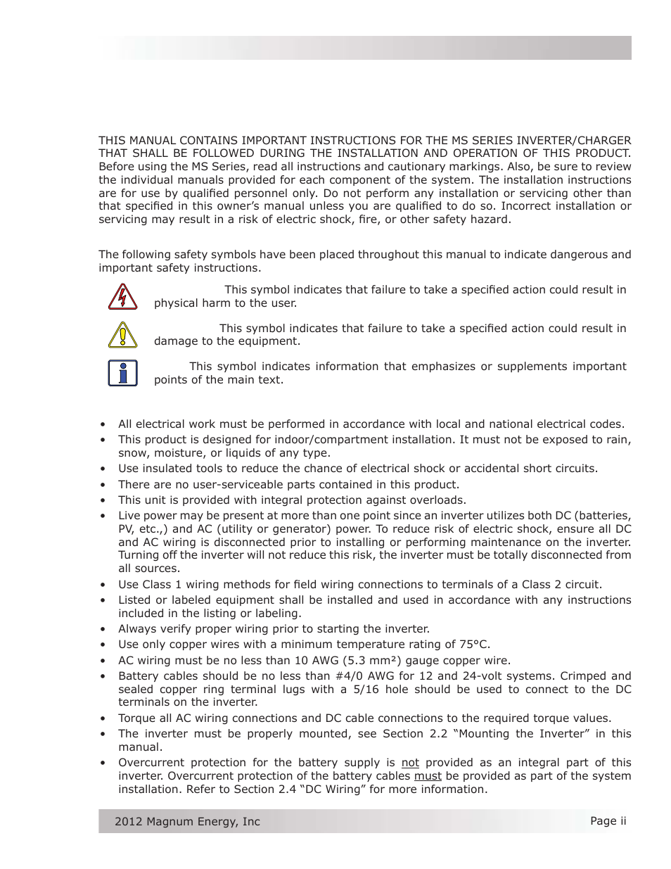 Magnum Energy MS Series User Manual | Page 3 / 76