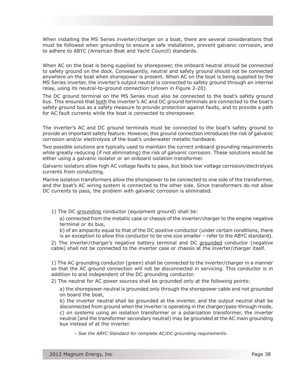 4 grounding on boats | Magnum Energy MS Series User Manual | Page 47 / 76