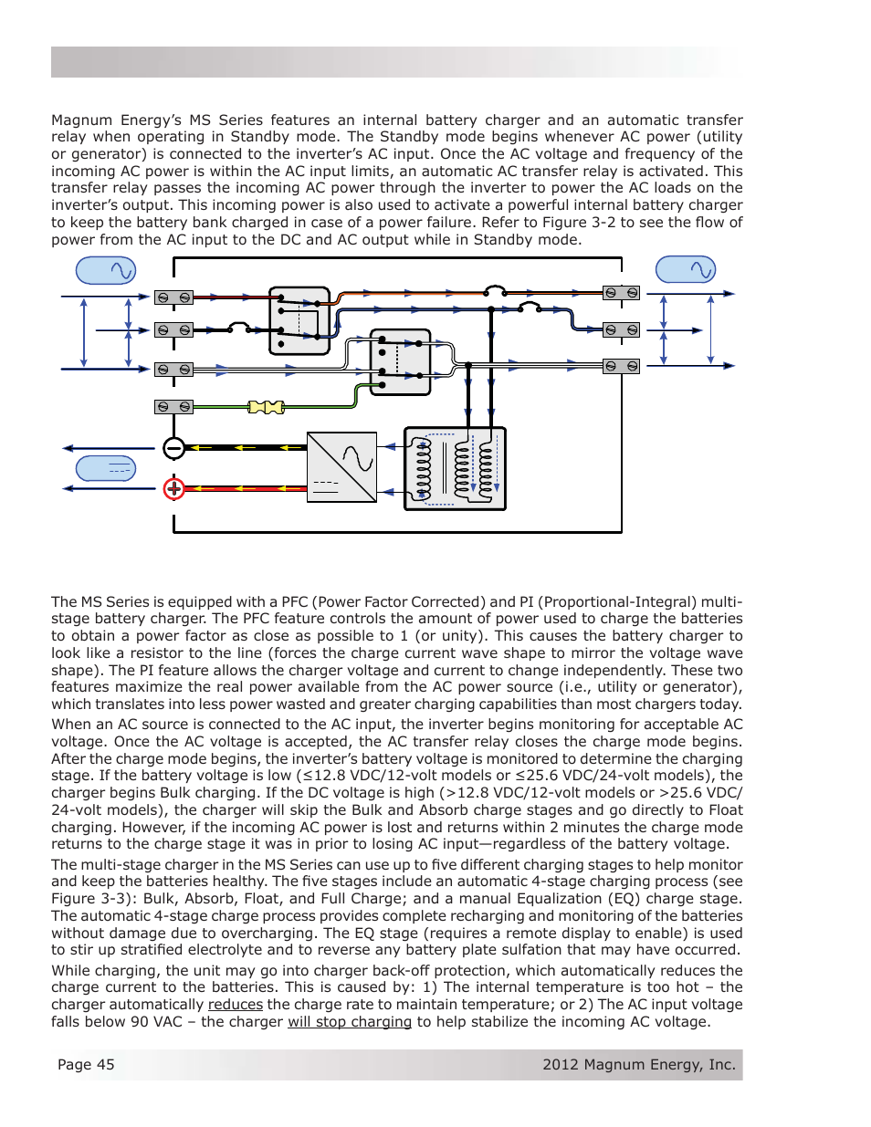 2 standby mode, 3 battery charging, Operation 3.2 standby mode | Magnum Energy MS Series User Manual | Page 54 / 76