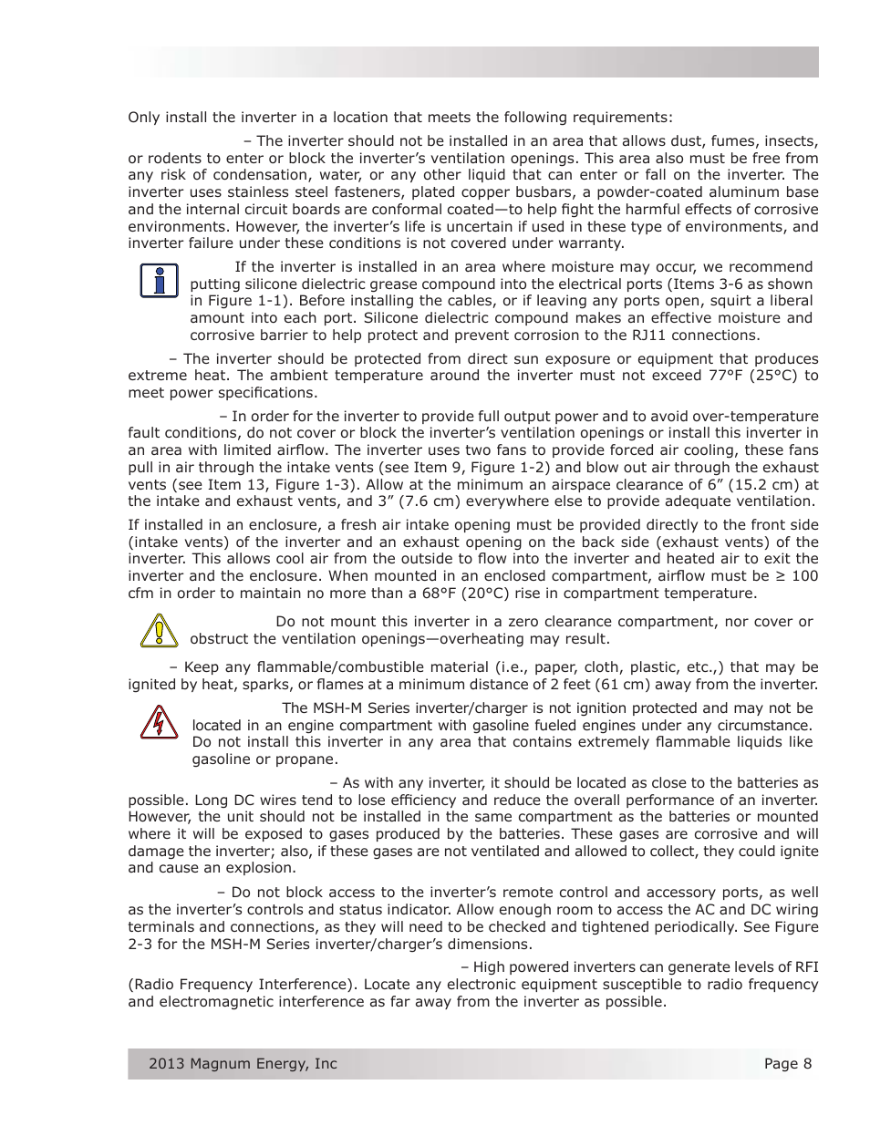 3 locating the inverter | Magnum Energy MSH-M Series User Manual | Page 17 / 64