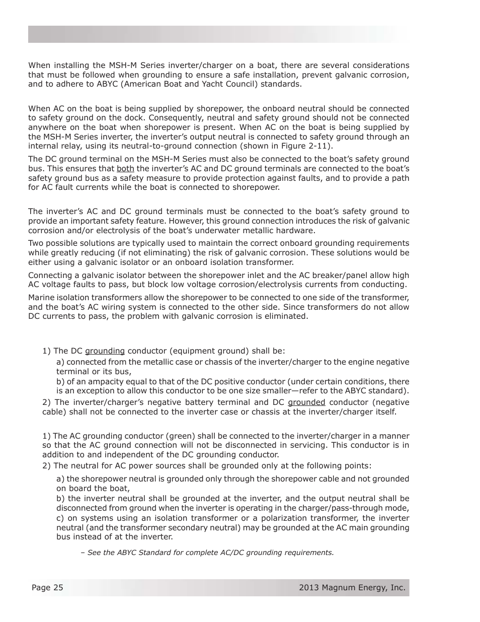 4 grounding on boats | Magnum Energy MSH-M Series User Manual | Page 34 / 64