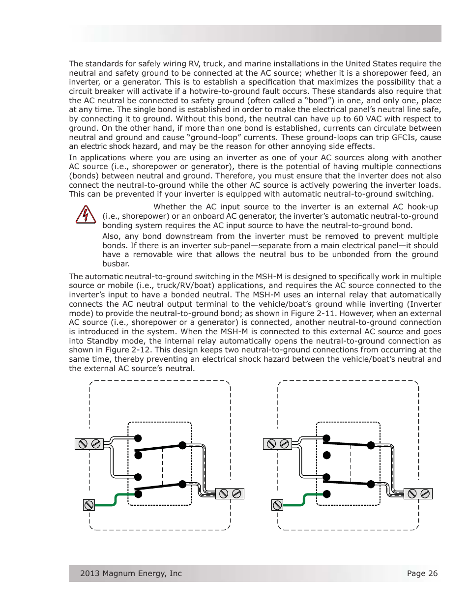 5 neutral to safety ground bonding | Magnum Energy MSH-M Series User Manual | Page 35 / 64