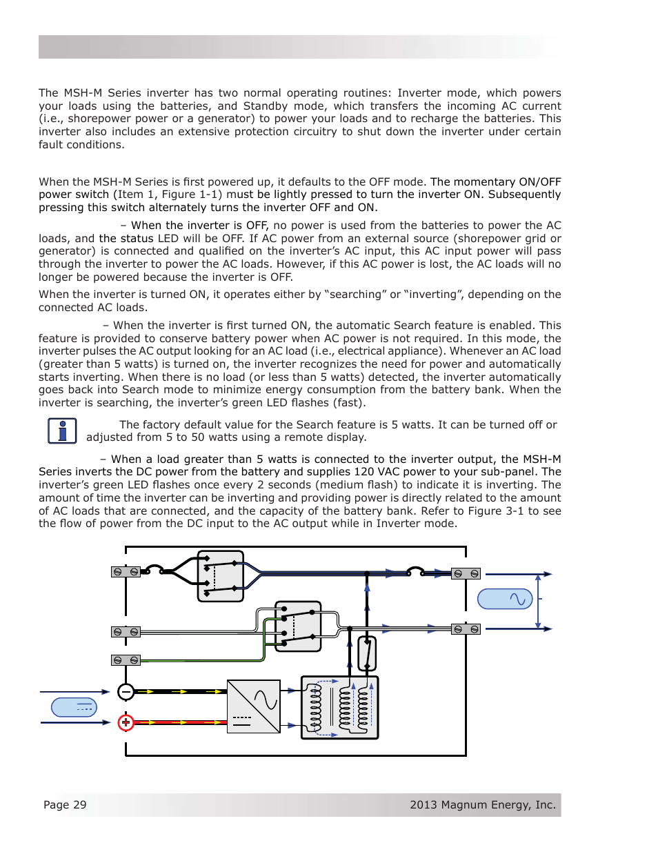 0 operation, 1 inverter mode, Operation | Magnum Energy MSH-M Series User Manual | Page 38 / 64