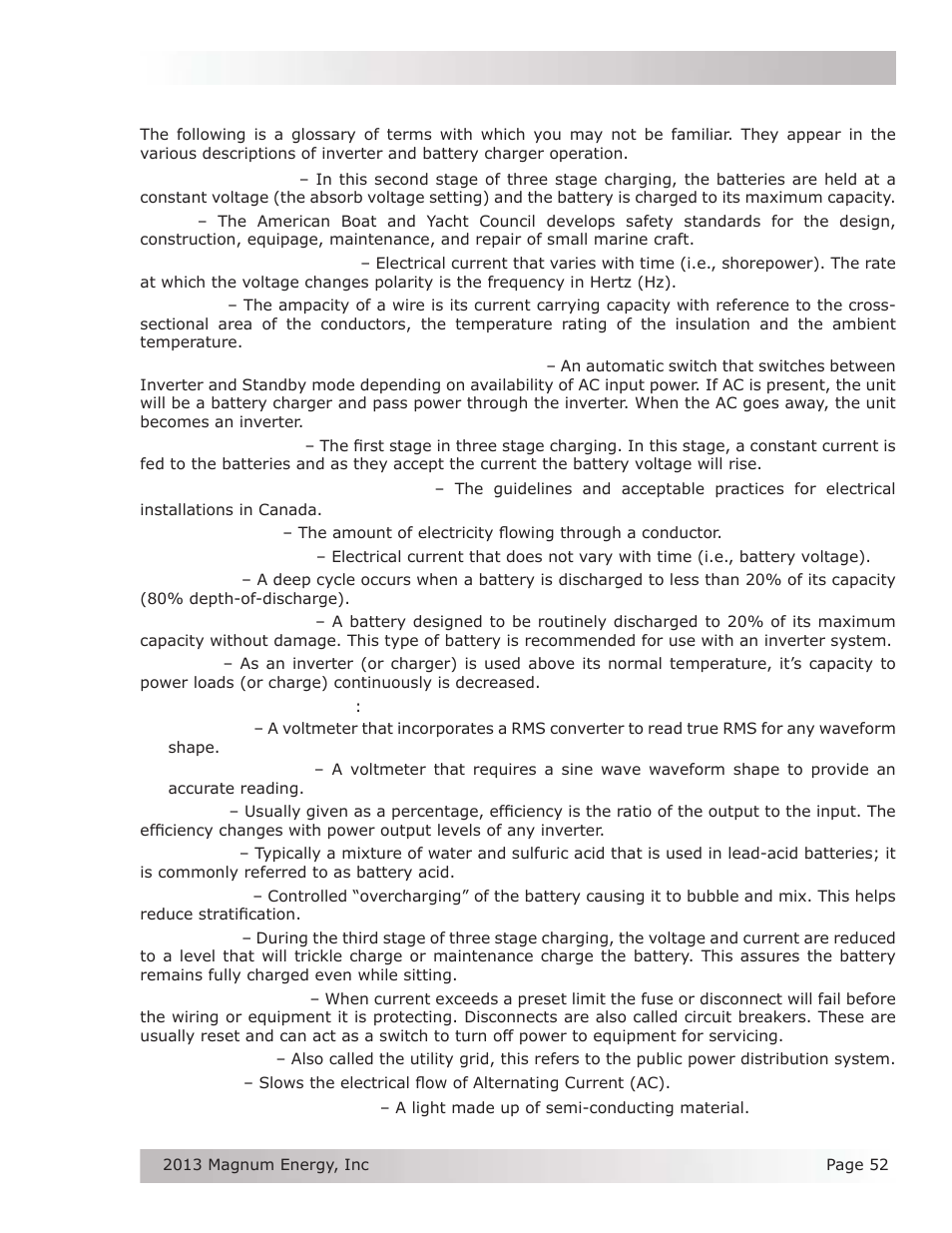 Appendix d – inverter/charger terminology | Magnum Energy MSH-M Series User Manual | Page 61 / 64