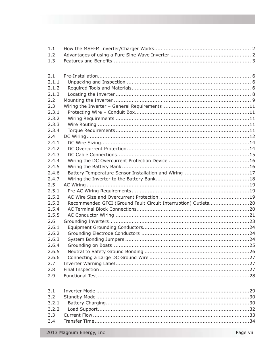 Magnum Energy MSH-M Series User Manual | Page 7 / 64