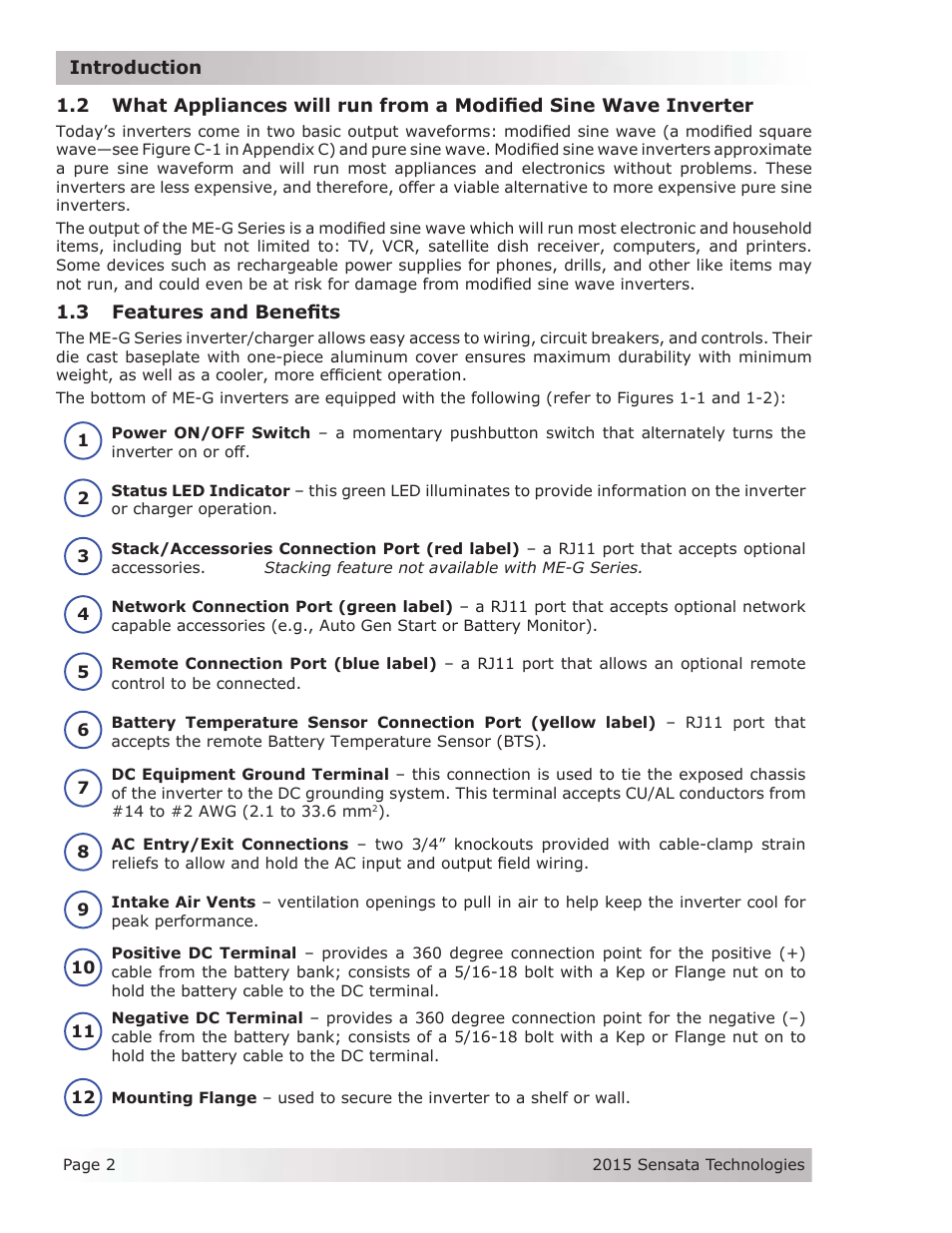 3 features and benefits | Magnum Energy ME-G Series User Manual | Page 11 / 62