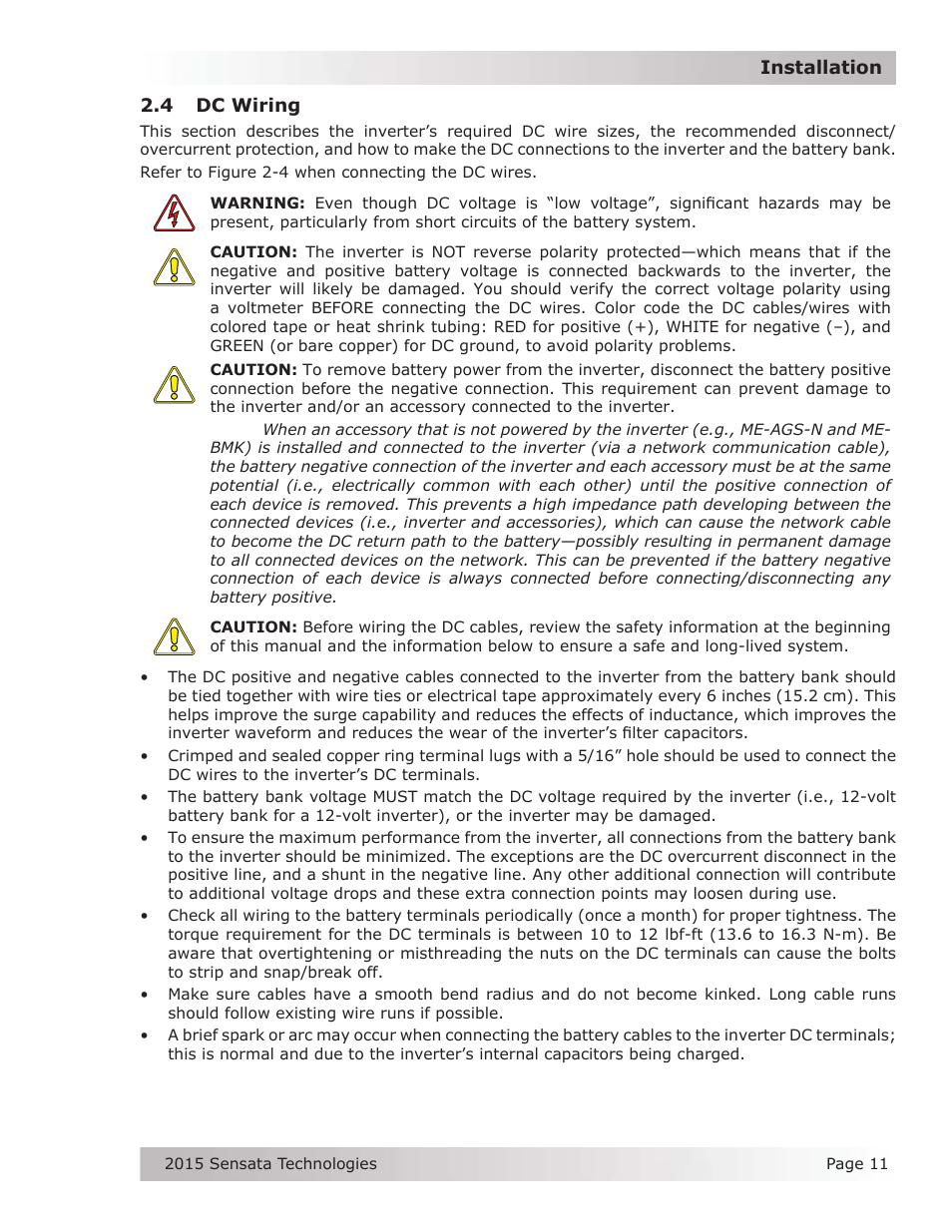 4 dc wiring | Magnum Energy ME-G Series User Manual | Page 20 / 62