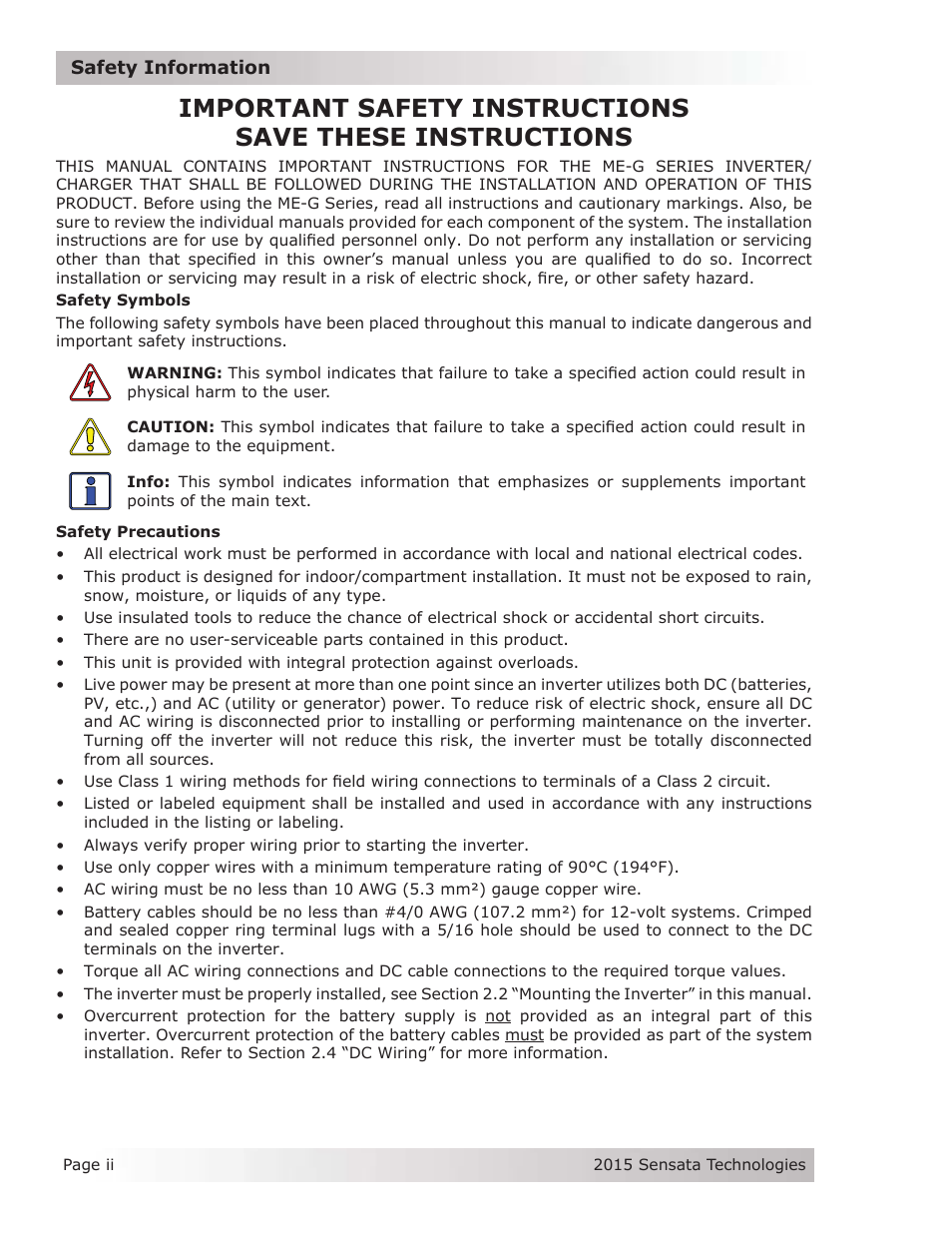 Magnum Energy ME-G Series User Manual | Page 3 / 62