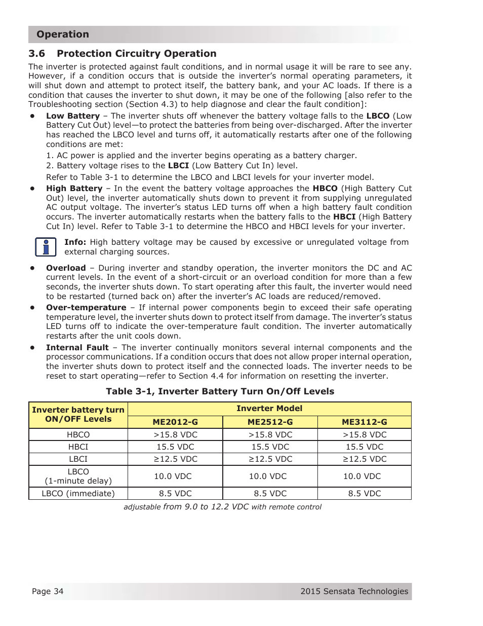 6 protection circuitry operation | Magnum Energy ME-G Series User Manual | Page 43 / 62