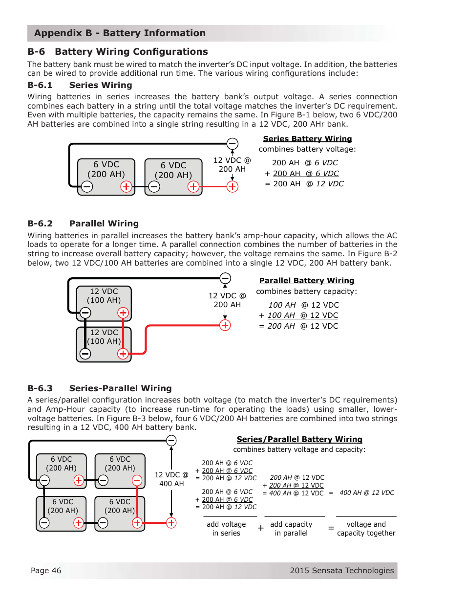 B-6 battery wiring configurations | Magnum Energy ME-G Series User Manual | Page 55 / 62