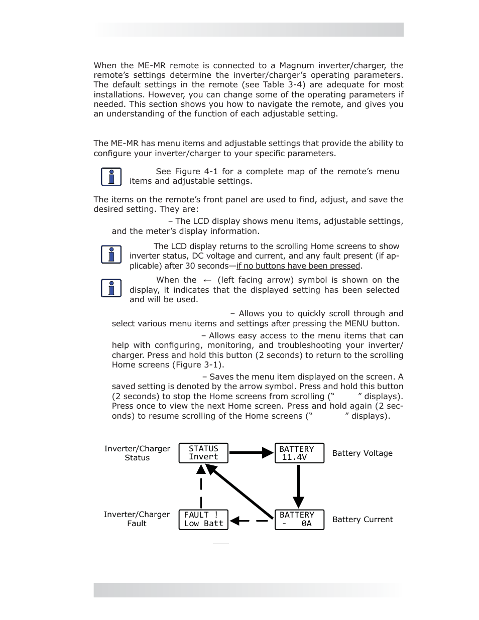 0 setup, 1 navigating the remote | Magnum Energy ME-MR Remote User Manual | Page 11 / 47