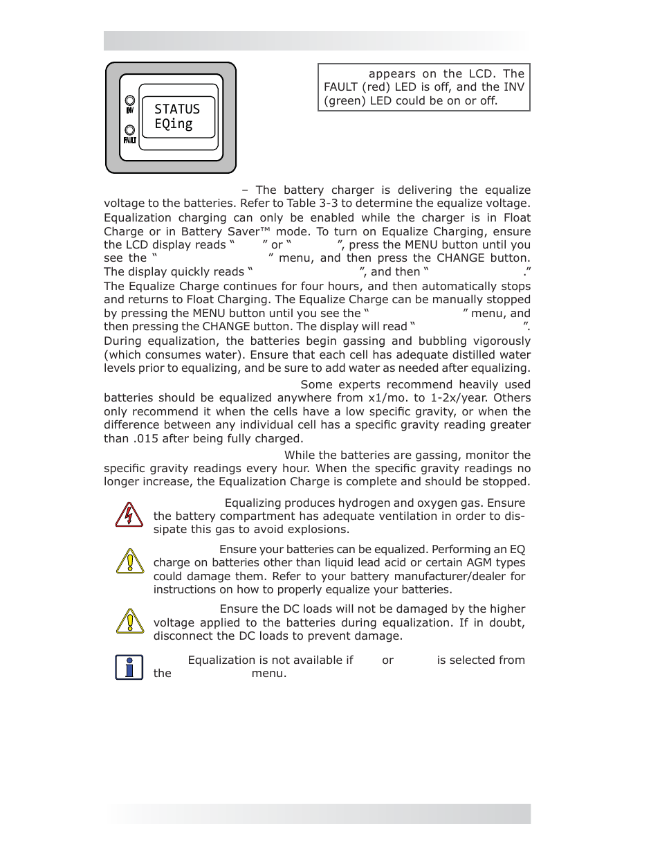 Status eqing, 0 operation | Magnum Energy ME-MR Remote User Manual | Page 30 / 47