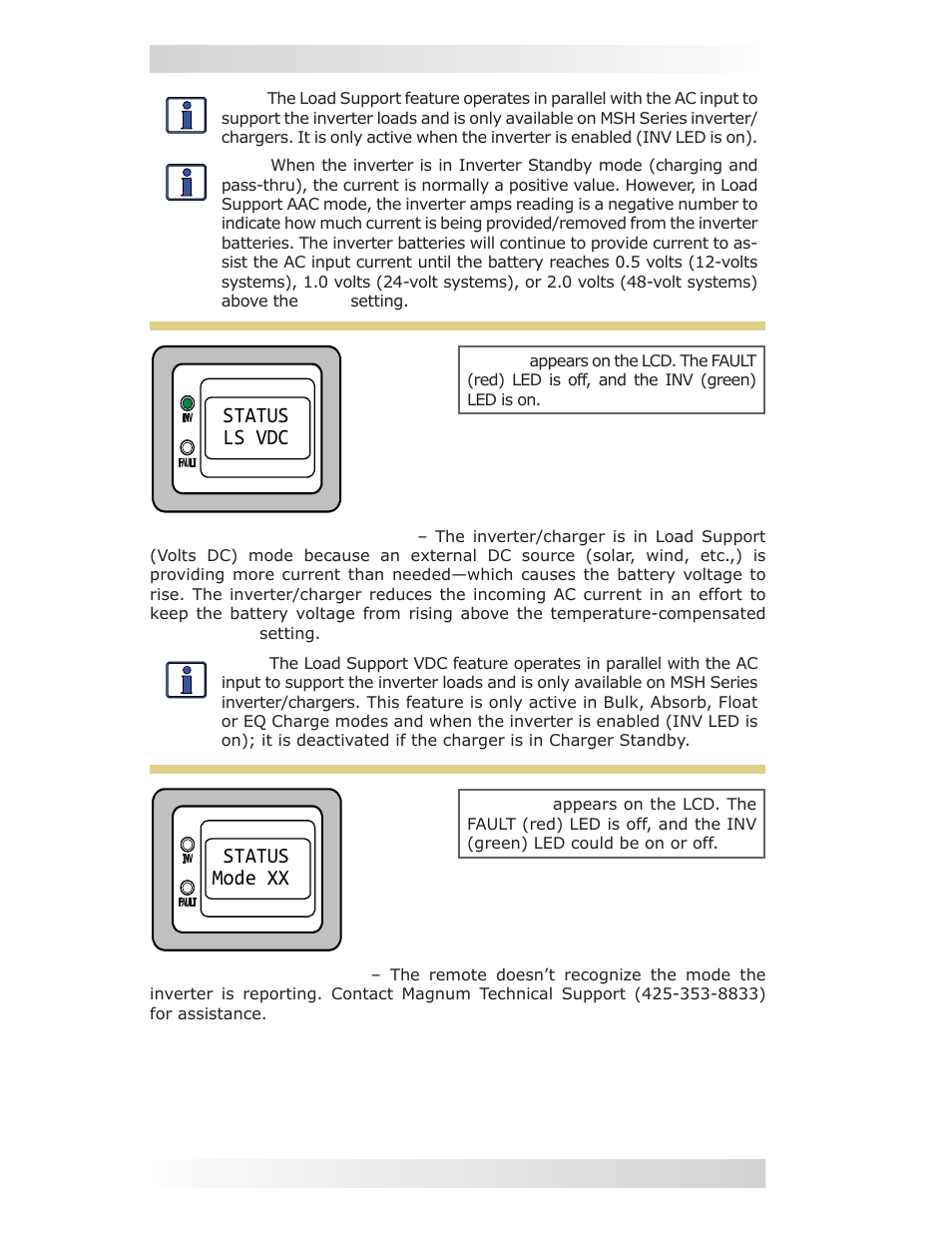 Status ls vdc, Status mode xx, 0 operation | Magnum Energy ME-MR Remote User Manual | Page 32 / 47