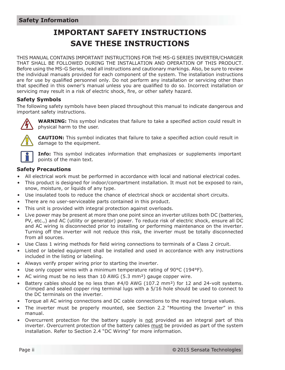 Magnum Energy MS-G Series User Manual | Page 3 / 74