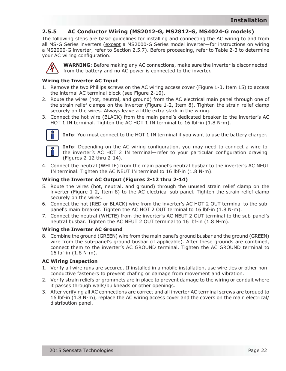 Magnum Energy MS-G Series User Manual | Page 30 / 74