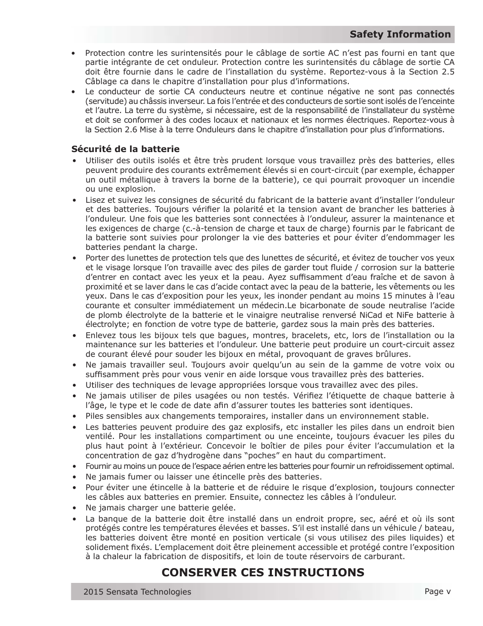 Conserver ces instructions | Magnum Energy MS-G Series User Manual | Page 6 / 74