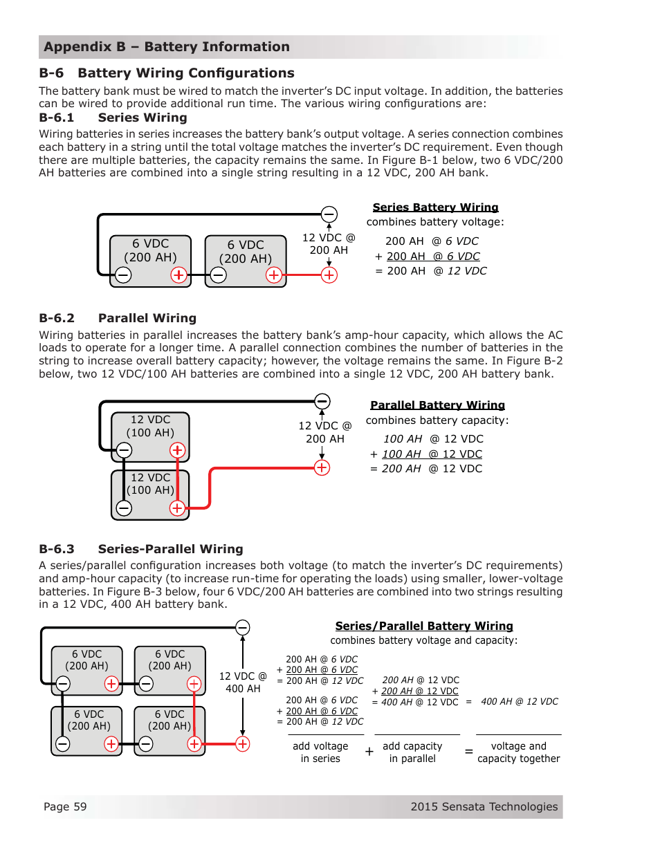 B-6 battery wiring configurations | Magnum Energy MS-G Series User Manual | Page 67 / 74