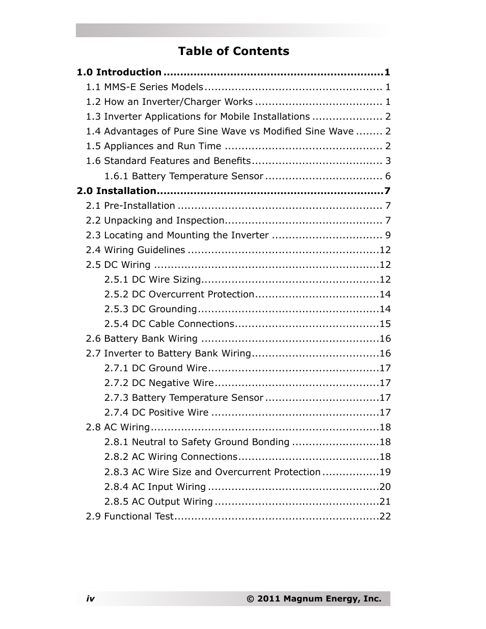 Magnum Energy MMS-E Series User Manual | Page 5 / 51