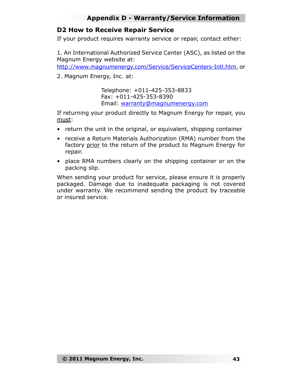 Magnum Energy MMS-E Series User Manual | Page 50 / 51