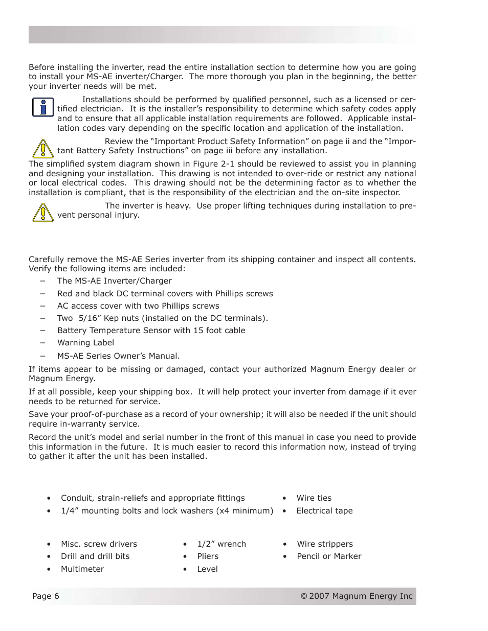 Magnum Energy MS-AEJ Series User Manual | Page 12 / 52