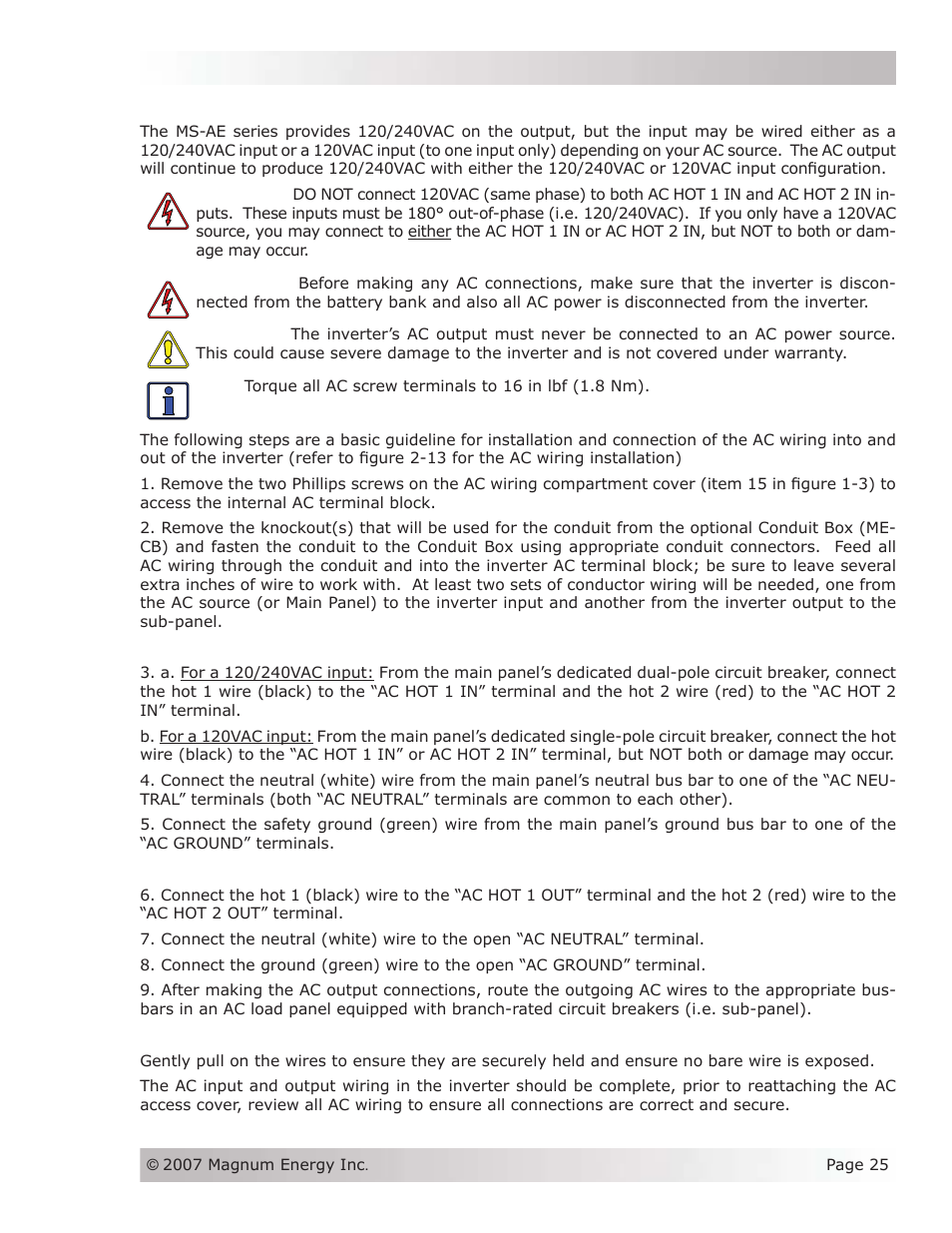 Magnum Energy MS-AEJ Series User Manual | Page 31 / 52