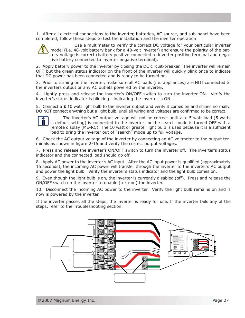 Installation, 6 functional test | Magnum Energy MS-AEJ Series User Manual | Page 33 / 52