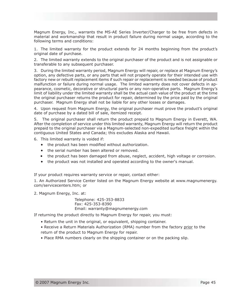 Magnum Energy MS-AEJ Series User Manual | Page 51 / 52