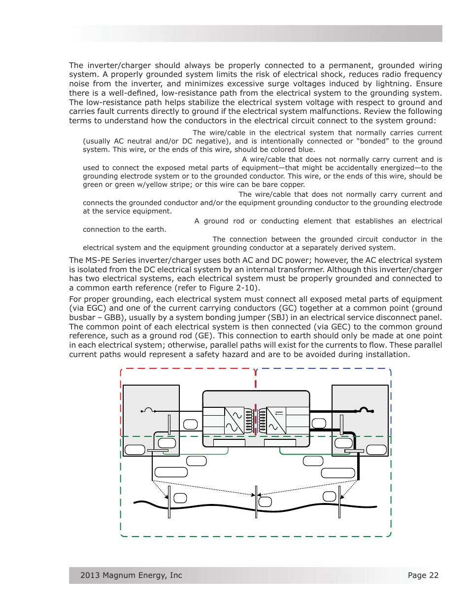 6 grounding inverters, Installation 2.6 grounding inverters | Magnum Energy MS-PE Series User Manual | Page 29 / 64