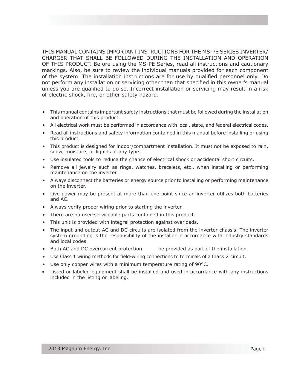 Magnum Energy MS-PE Series User Manual | Page 3 / 64