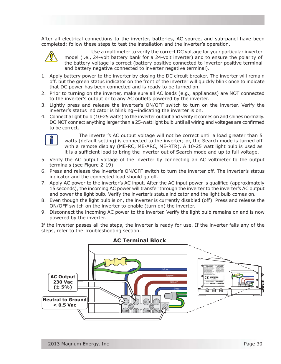 9 functional test, Installation 2.9 functional test | Magnum Energy MS-PE Series User Manual | Page 37 / 64