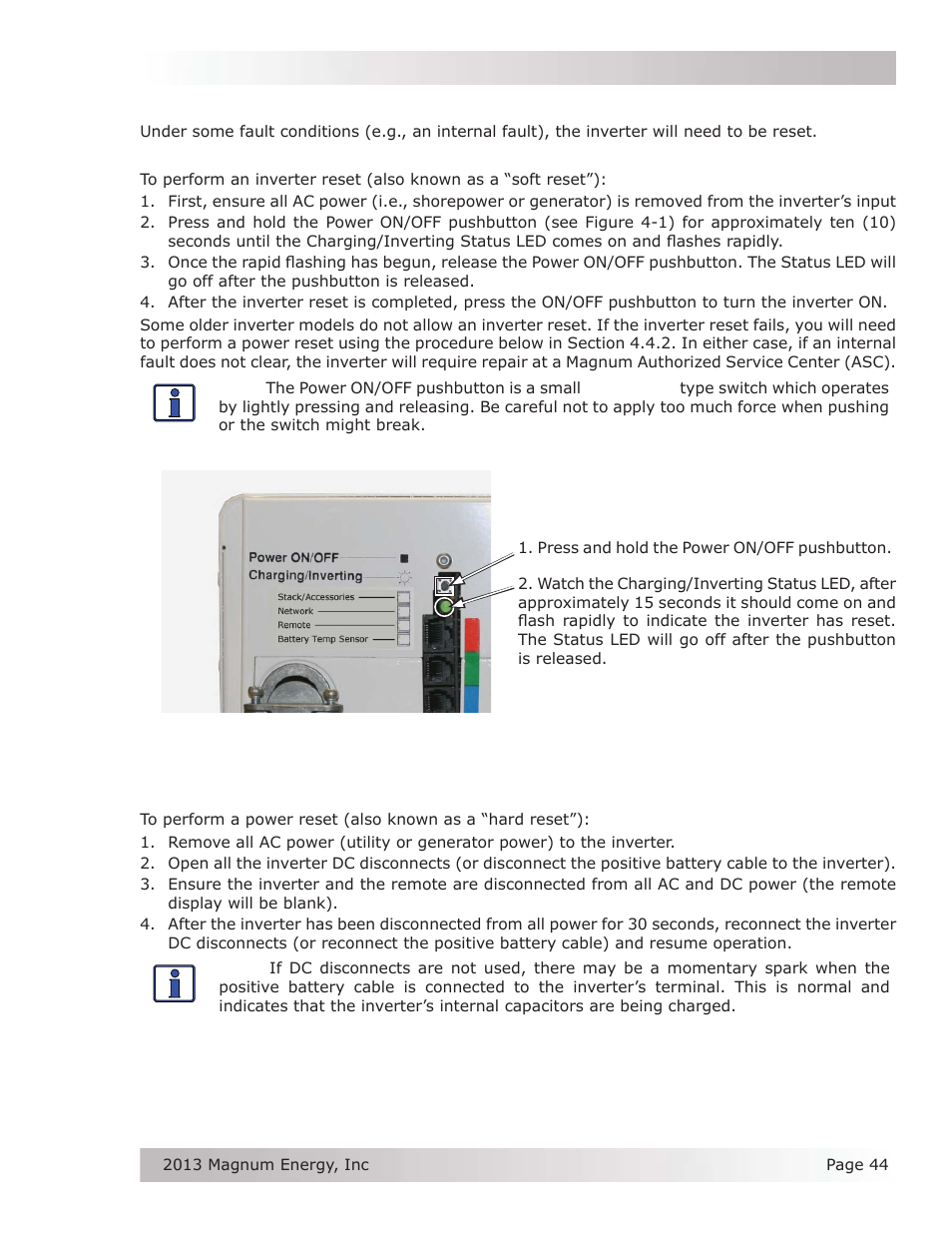 4 resetting the inverter | Magnum Energy MS-PE Series User Manual | Page 51 / 64