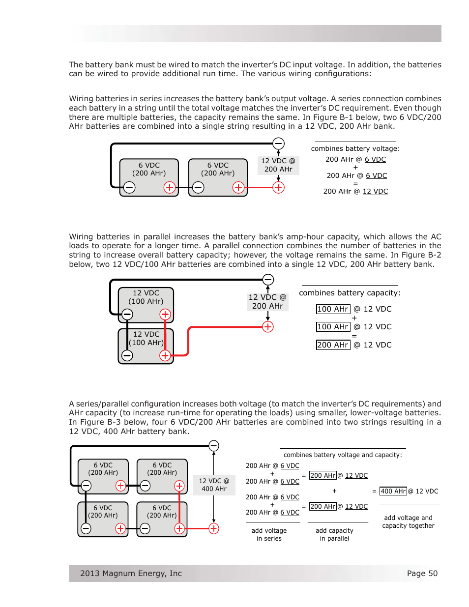 B-6 battery wiring confi gurations | Magnum Energy MS-PE Series User Manual | Page 57 / 64