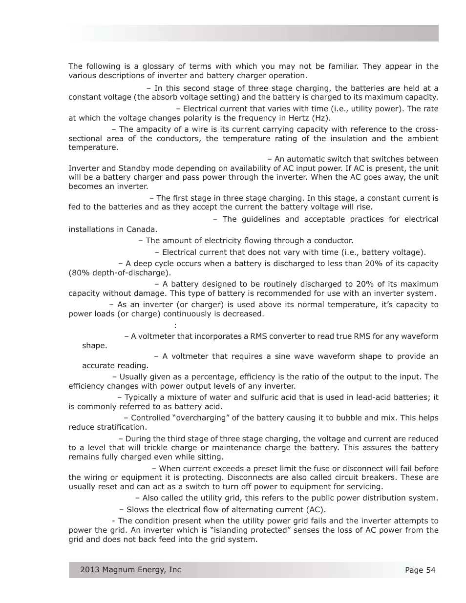 Appendix d – inverter/charger terminology | Magnum Energy MS-PE Series User Manual | Page 61 / 64