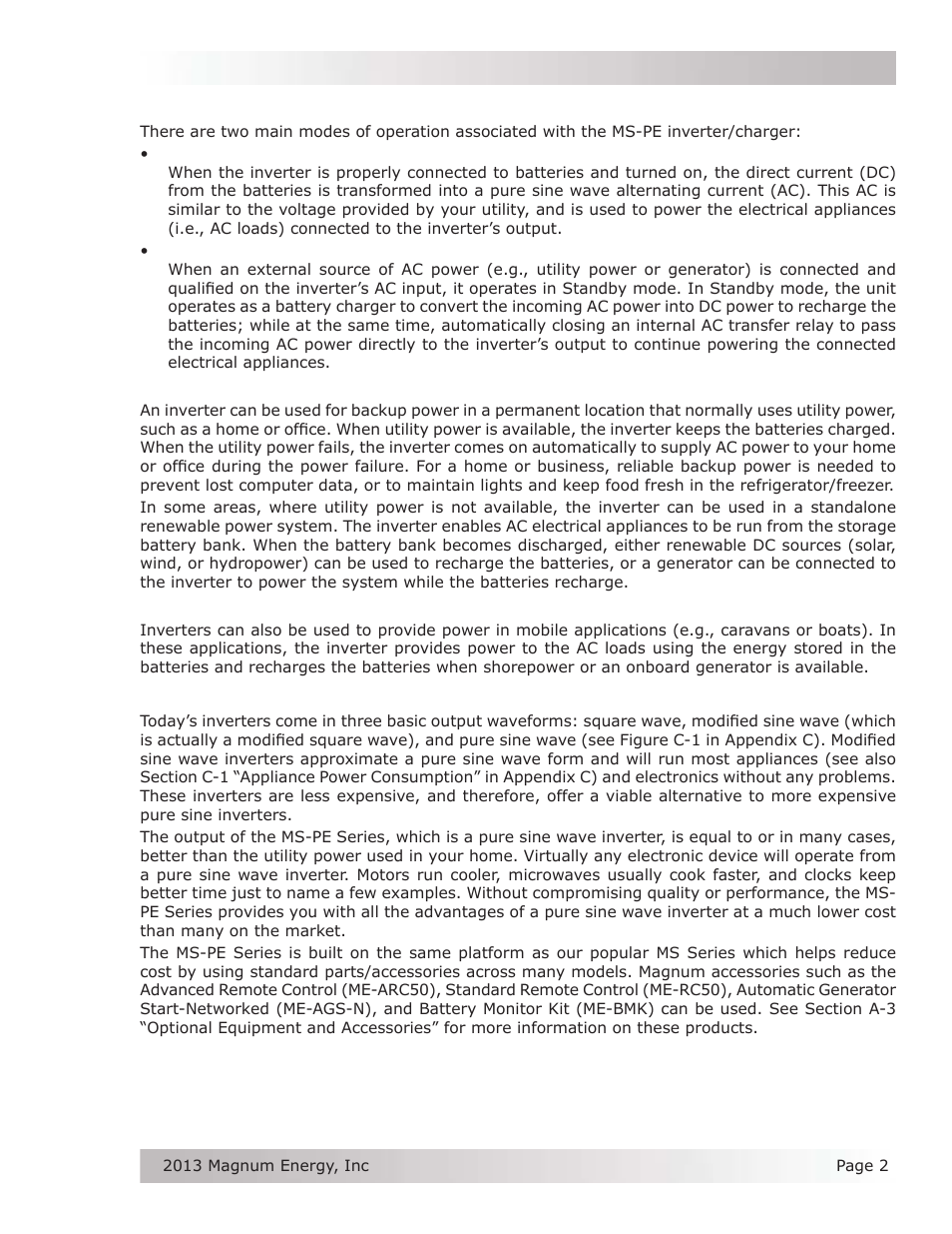 2 how an inverter/charger works, 3 advantages of using a pure sine wave inverter | Magnum Energy MS-PE Series User Manual | Page 9 / 64