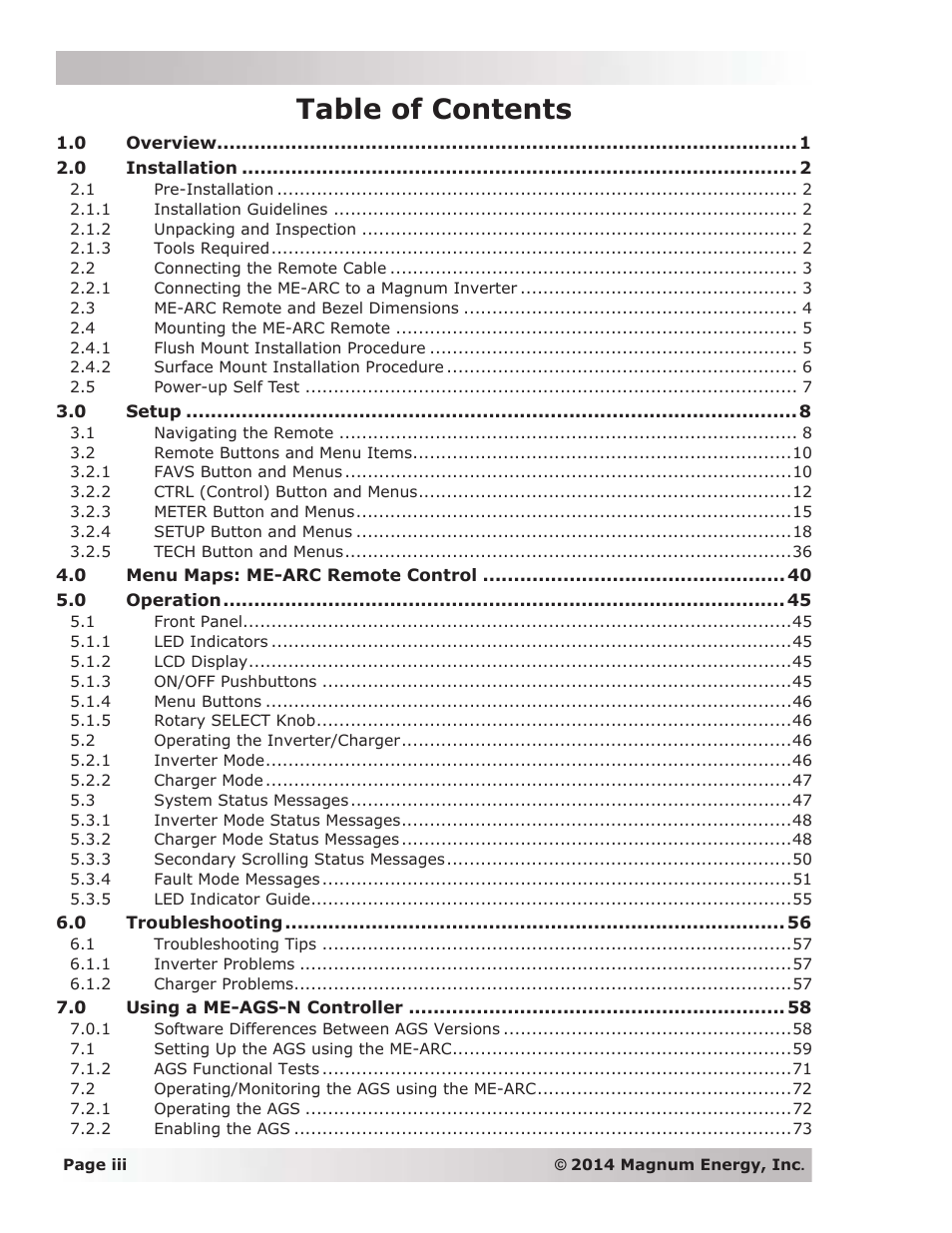 Magnum Energy ME-ARC Remote User Manual | Page 4 / 139