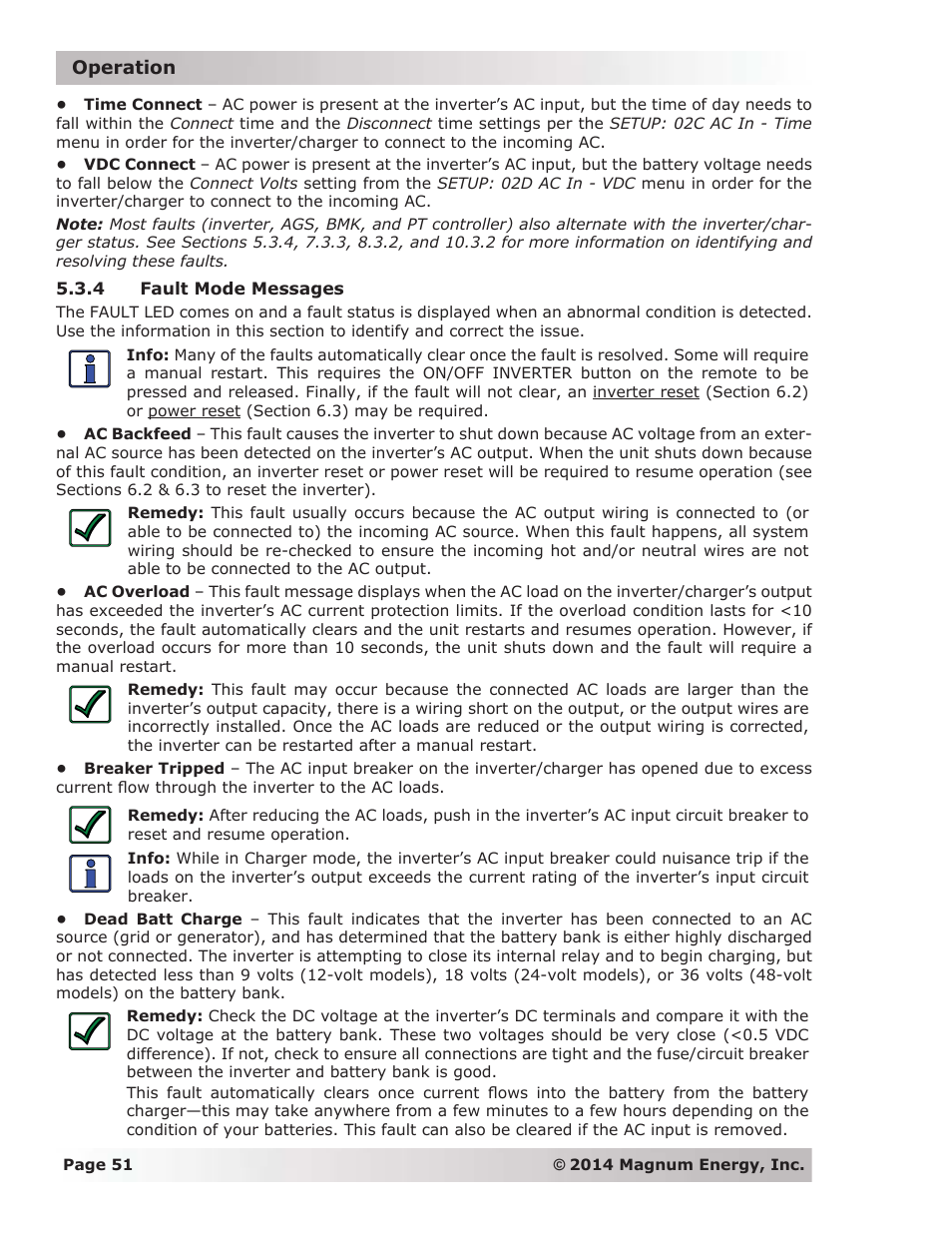 4 fault mode messages | Magnum Energy ME-ARC Remote User Manual | Page 58 / 139