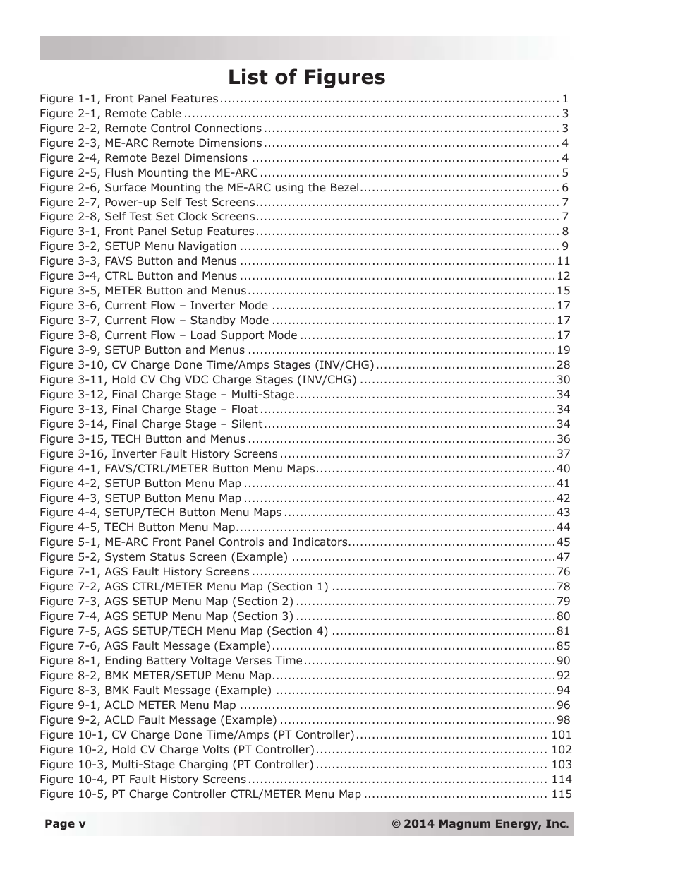 List of figures | Magnum Energy ME-ARC Remote User Manual | Page 6 / 139