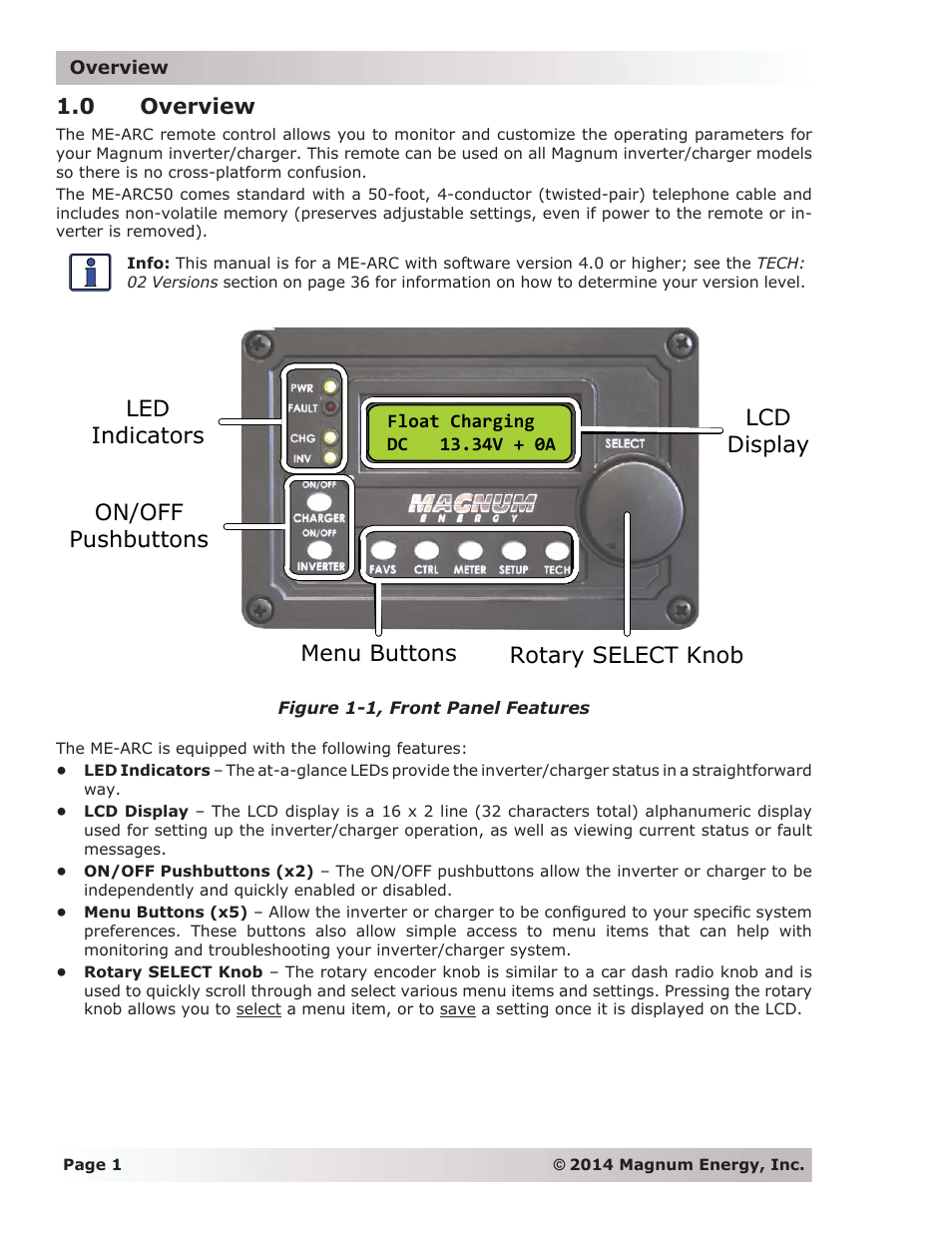 0 overview | Magnum Energy ME-ARC Remote User Manual | Page 8 / 139