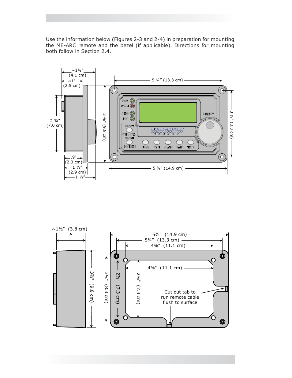 3 me-arc remote and bezel dimensions, 0 installation | Magnum Energy ME-ARC Remote User Manual | Page 10 / 107