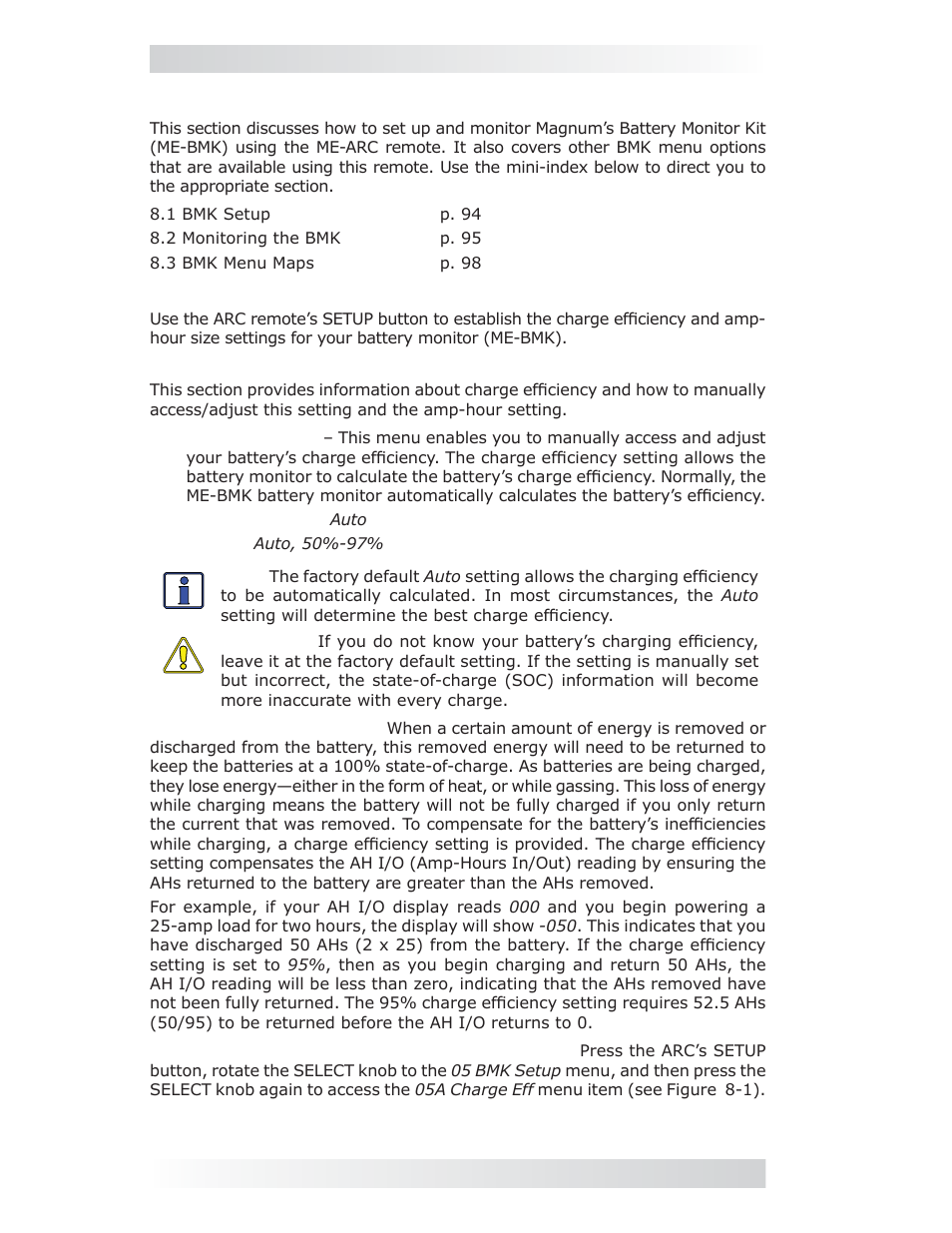 0 using a me-bmk, 1 setting up the bmk, 0 using a bmk | Magnum Energy ME-ARC Remote User Manual | Page 100 / 107