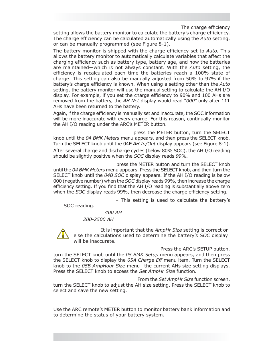 2 monitoring the bmk, 0 using a bmk | Magnum Energy ME-ARC Remote User Manual | Page 101 / 107