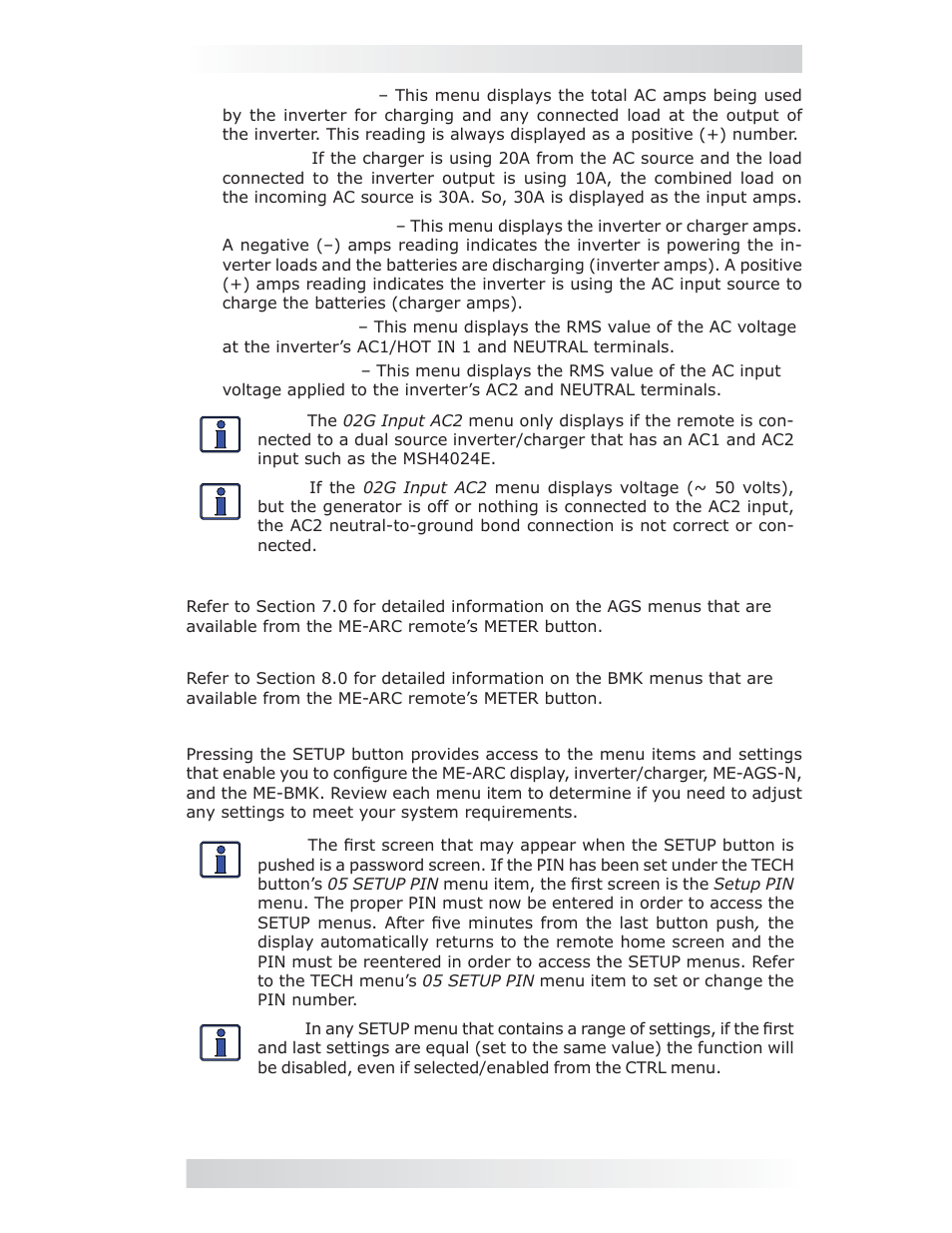 Meter: 03 ags meters, Meter: 04 bmk meters, 4 setup button and menus | 0 setup | Magnum Energy ME-ARC Remote User Manual | Page 27 / 107