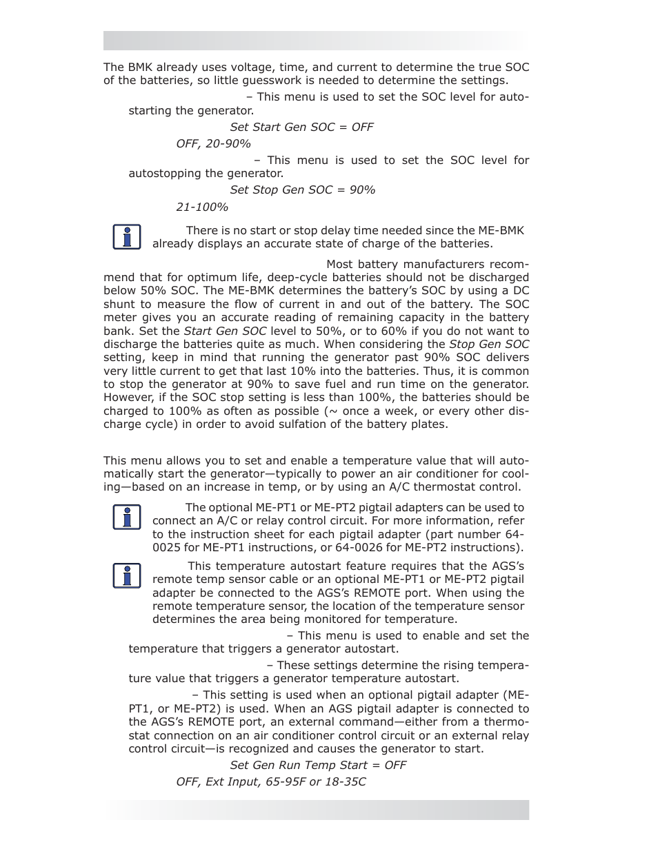 Setup: 04e gen run temp menu, 0 using an ags module | Magnum Energy ME-ARC Remote User Manual | Page 76 / 107