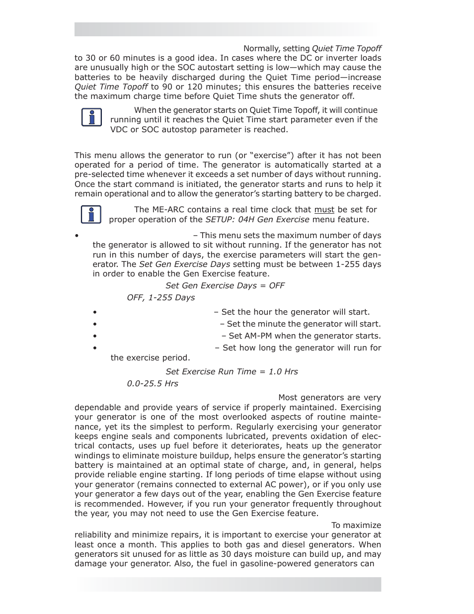 Setup: 04h gen exercise menu, 0 using an ags module | Magnum Energy ME-ARC Remote User Manual | Page 80 / 107